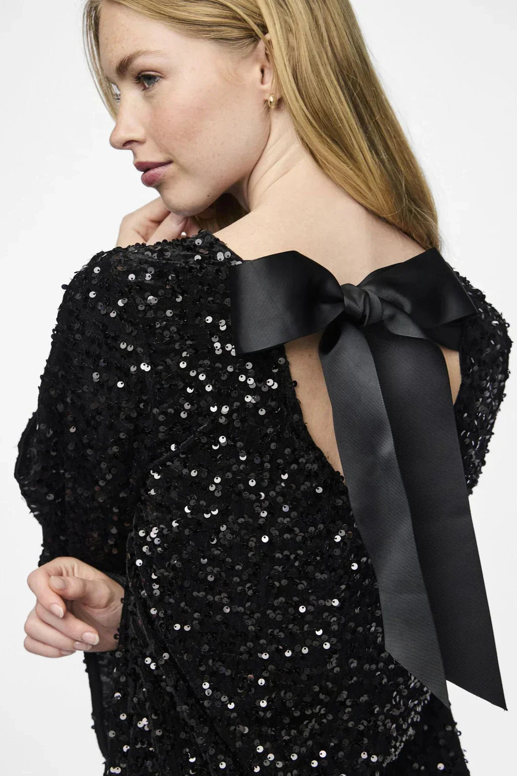 Zoe™ - Stylish Glitter Dress with Bow