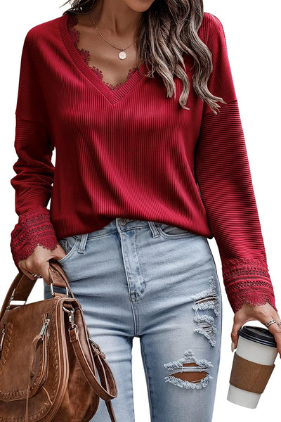 Olivia™ - Stylish V-Neck Long-Sleeved Knitted Top