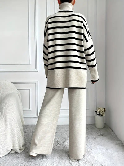 Aria™ - Stylish Stripped Turtlenack Pants Set