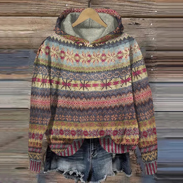 Lina™ - Ethnic Knit Style Hoodie