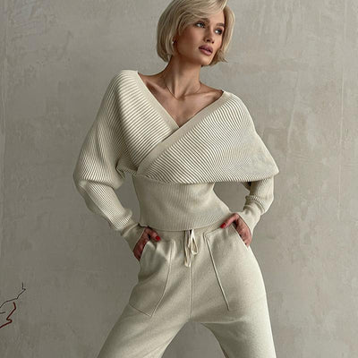 Lily™ - Stylish Off Shoulder Knitted Two Piece Set