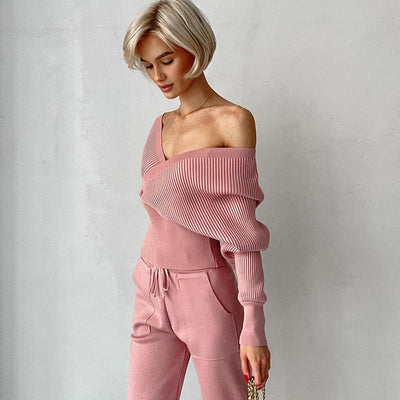 Lily™ - Stylish Off Shoulder Knitted Two Piece Set